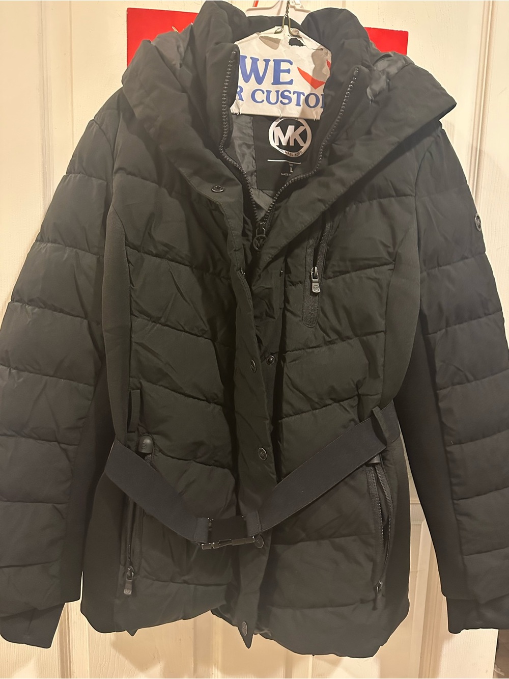 Michael Kors Black Quilted Jacket with Logo Patch
